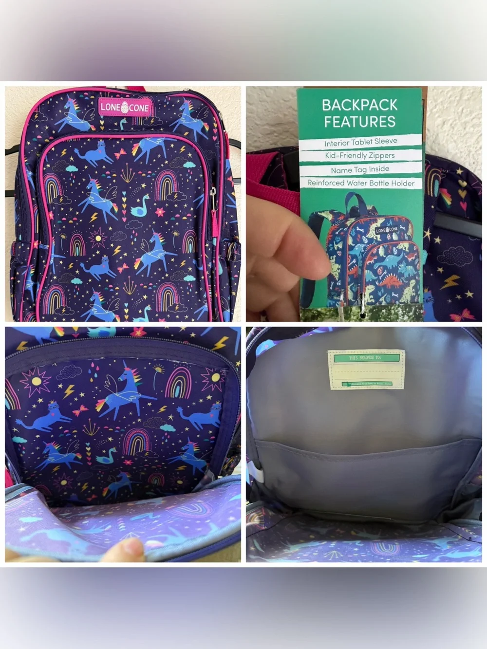Lone Cone Unicorn Dreams 15” Backpack & Lunch Bag